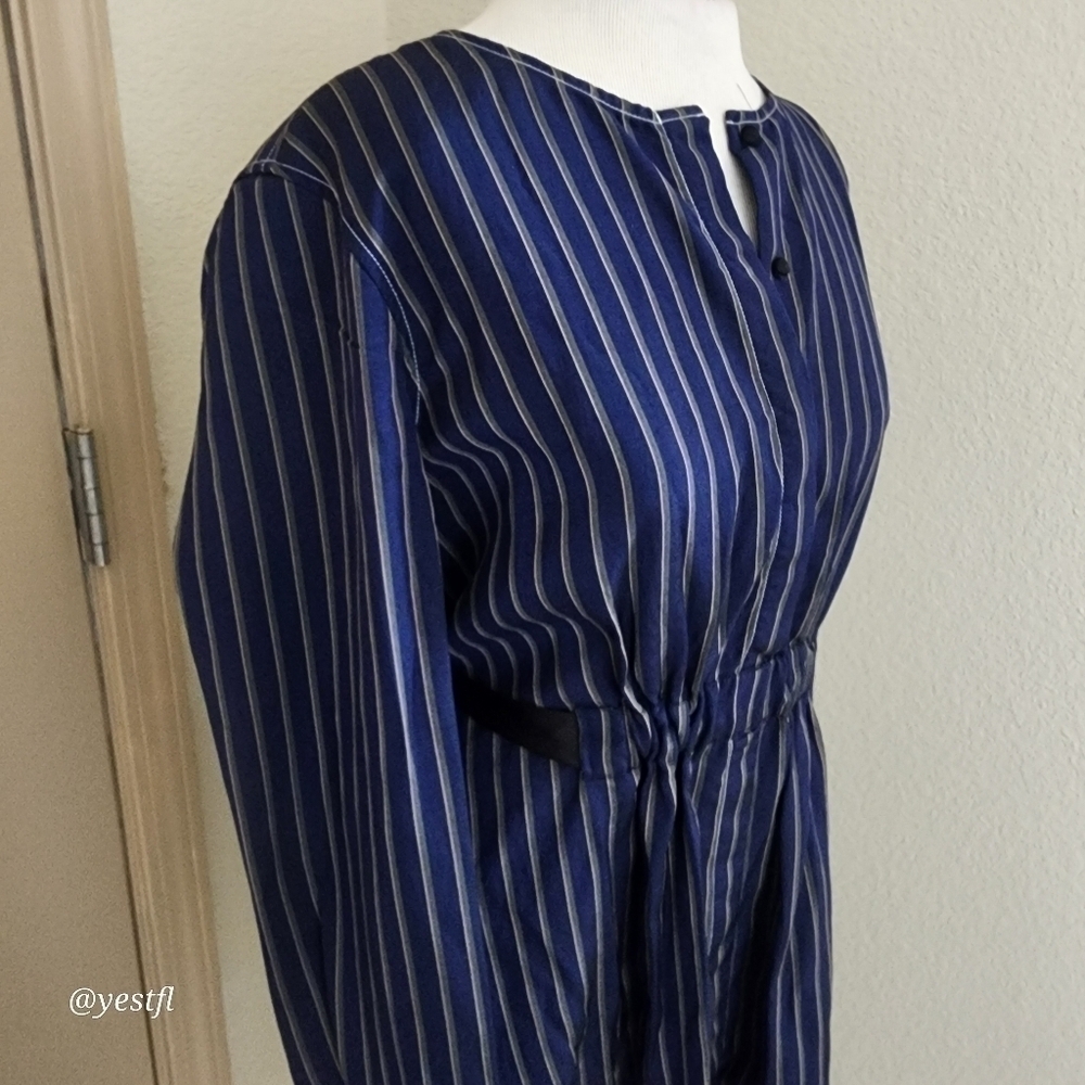 Club Monaco navy striped midi dress 6 - Picture 5 of 7